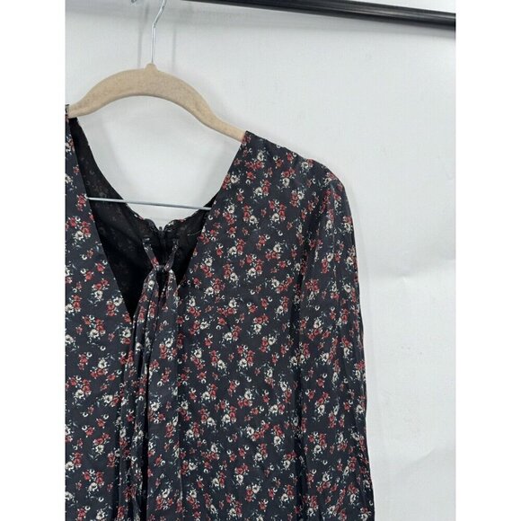 Intermix Silk Floral Necktie Dress Peplum Hem Boho Preppy Summer 4 Fairy Cottage - Picture 6 of 11